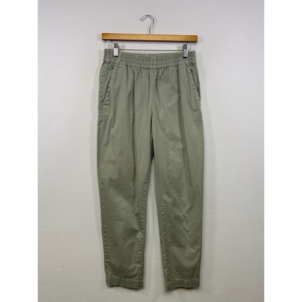 Minimalist Everlane Womens 0 Sage Green Elastic Waist Tapered Cotton Chino Pants